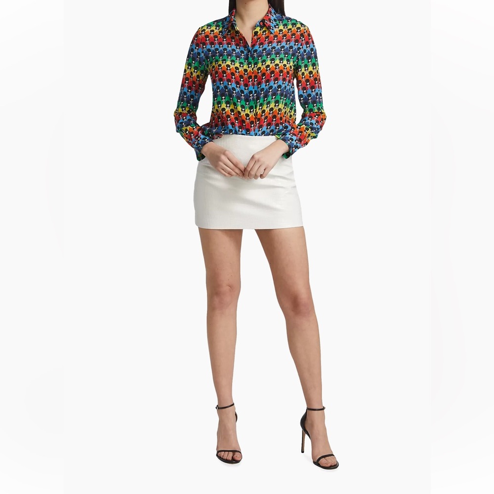 NWT Alice & Olivia white croc vegan leather embossed mini skirt